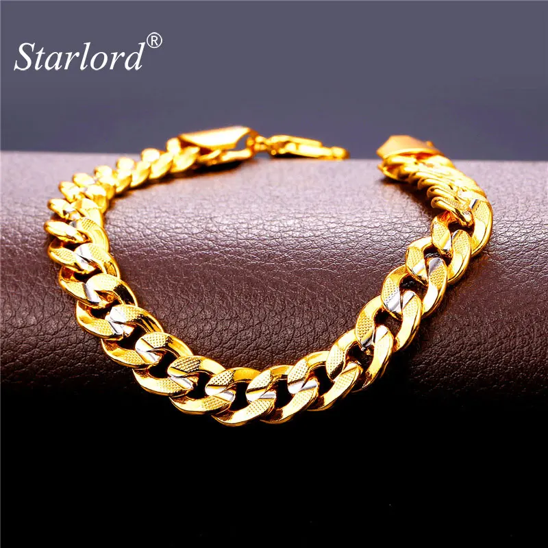 0 : Buy Starlord Cuban Link Bracelet For Men 9MM Hip Hop Jewelry Two tone Gold ...