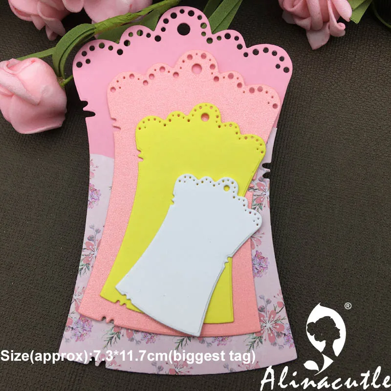 

METAL CUTTING DIE cut tag die alinacraft 7pc dot flower border frame Scrapbook paper craft album card punch knife art cutter die
