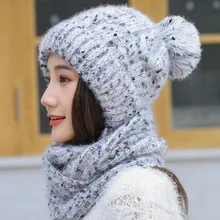 SUOGRY Women's Scarf and Hat 2pcs Set Warm Knit Hat Thick Knit Skull Cap For Women Plus Velvet Thicken Beanie Cap SUOGRY Women's Scarf and Hat 2pcs Set Warm Knit Hat Thick Knit Skull Cap For Women Plus Velvet Thicken Beanie Cap