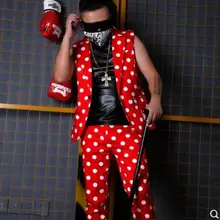 S-5XL! новая мужская одежда мода певица DJ DG Красная волна точка костюм жилет шорты плюс размер ночной клуб Мужские Сценические костюмы