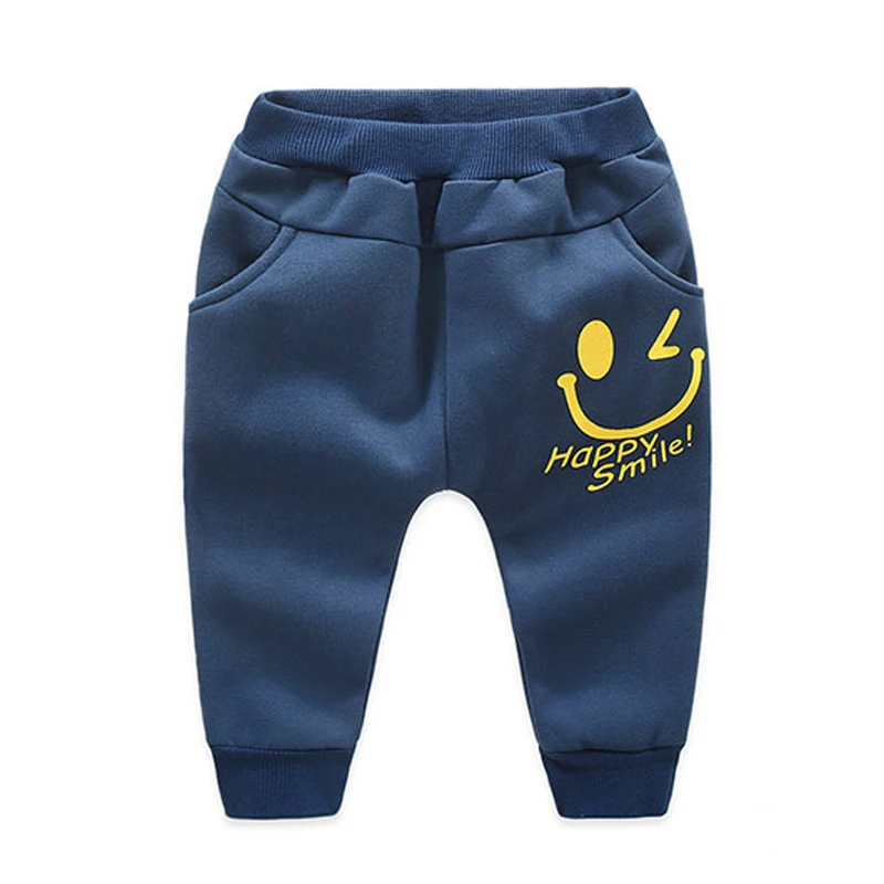 

Hot 2019 new children's fashion smiley print spring 2 color cotton children's pants boys and girls casual harem sports trousers
