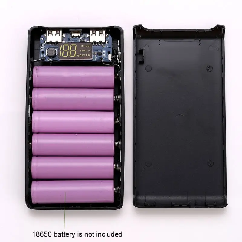 

(No Battery)Dual USB Output 6x 18650 Battery DIY Power Bank Box Holder Case For Mobile Phone Tablet PC #221