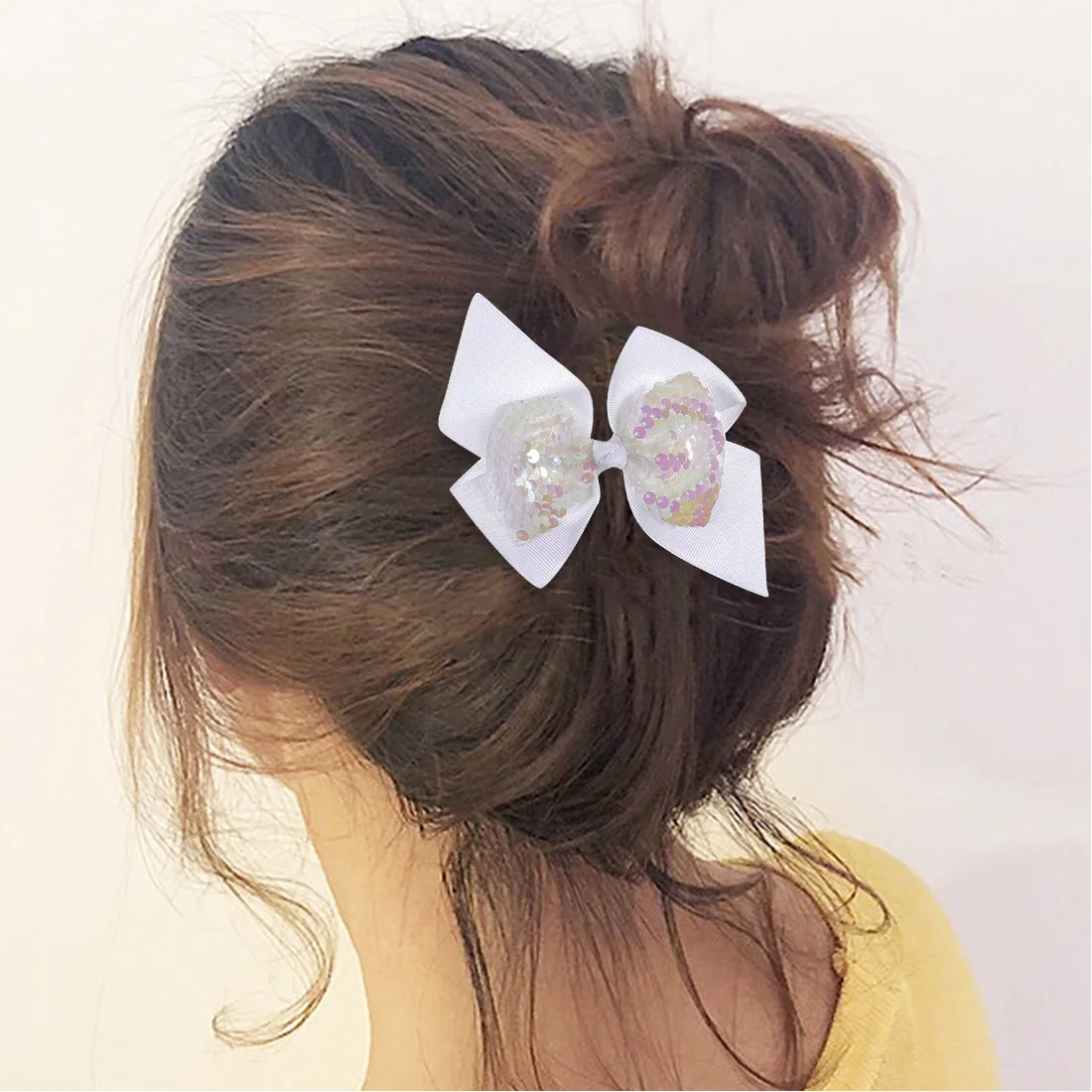 Colorful Sequin Hair Bows for Girls Shiny Rhinestone Bling Bling Kids Hairgrips Hair Clip Festival Hair Accessories