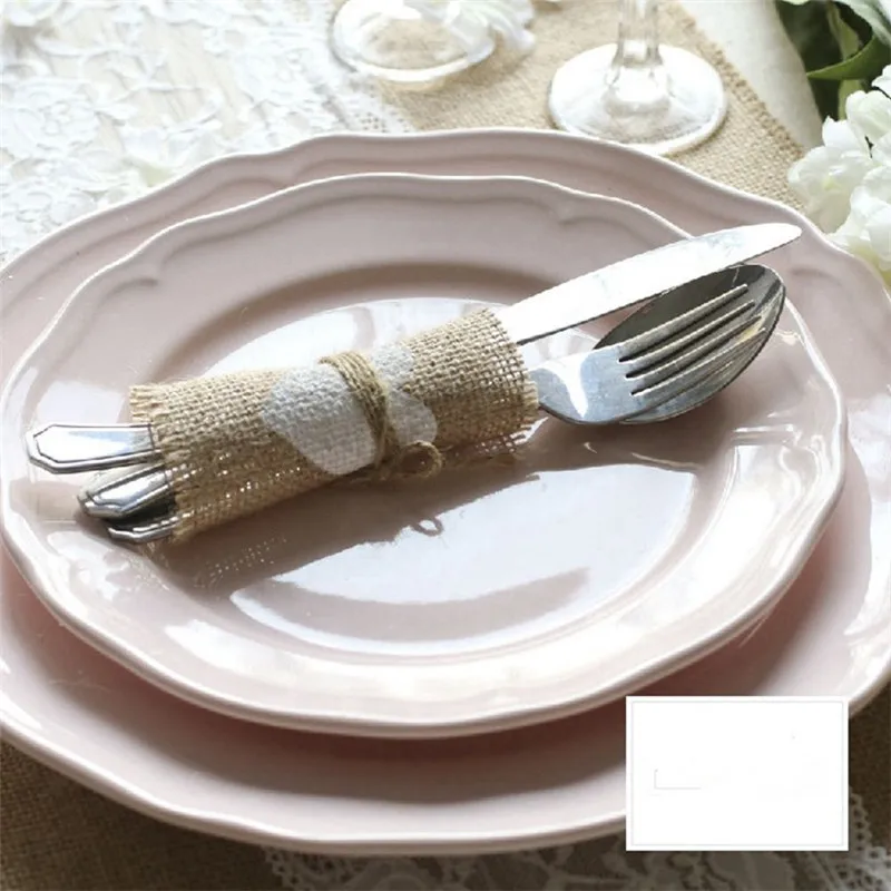 100pcslot Jute Cup Mat Table Placemat Coaster Rustic Wedding Centerpiece Wedding Cutlery Pocket Burlap Wedding Decoration (5)