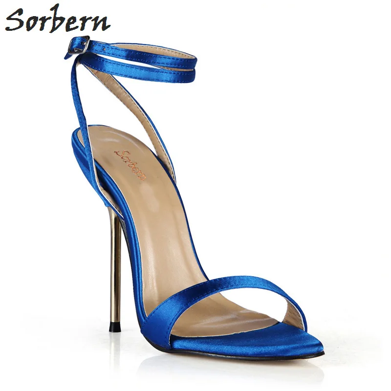 

Sorbern Royal Blue Sandals High Heels Wedding Shoes Summer 2018 Custom Color Gold Heels Strap Sandals Size 35 Women Sandals