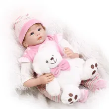 55cm Soft Body Silicone Reborn Baby Doll With Pink Clothes 1 Set For Girl Newborn Girl Baby To Child Bedtime Early Education Toy