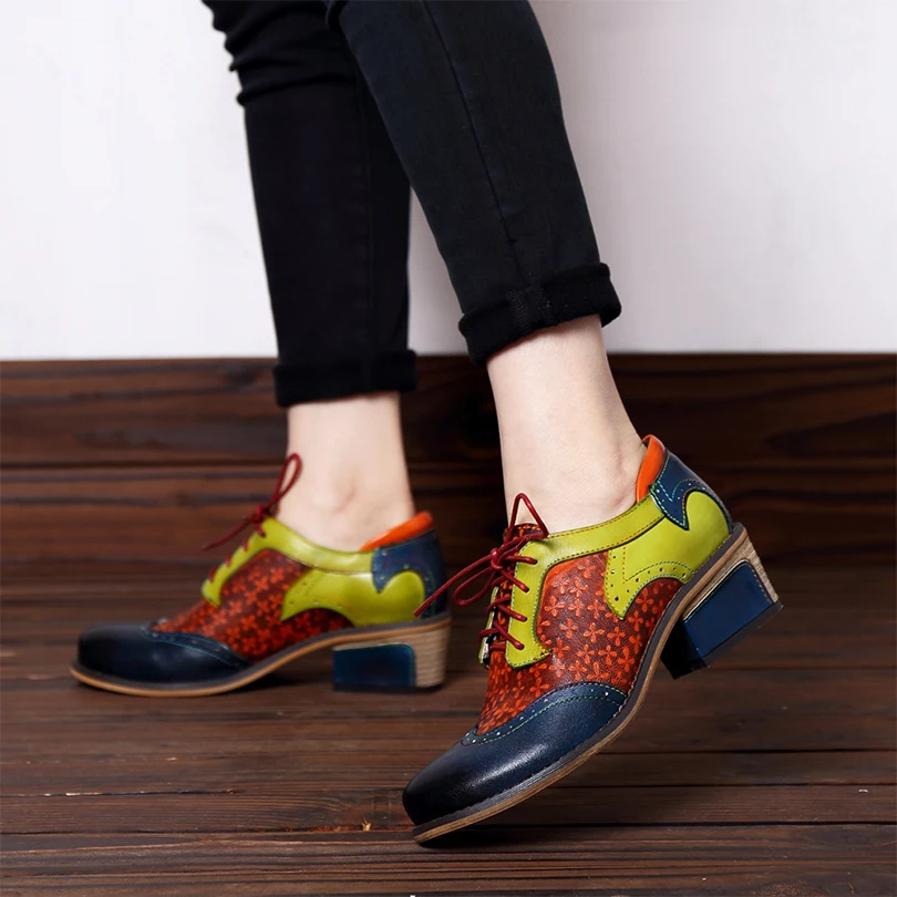 

Genuine Cow Leather Women Oxford Flats Female Loafers British Handmade Rubber Cross-tied HandmaShoes For Women 36-42 Lace-up 19