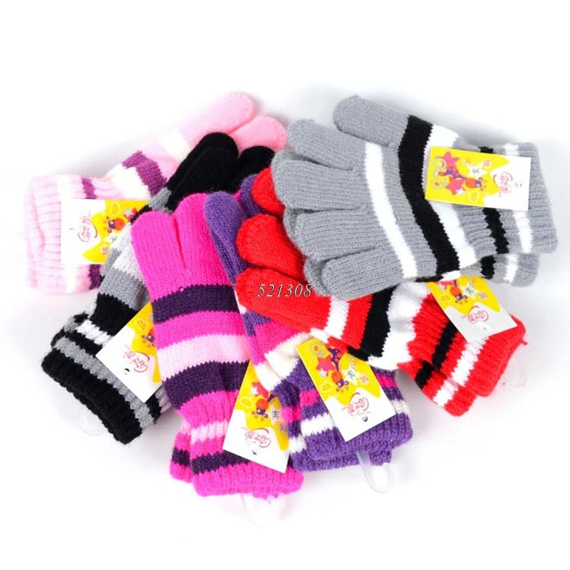 

Children Girls Boys Kids Magic Stretchy Mittens Knitted Gloves Winter Warmer