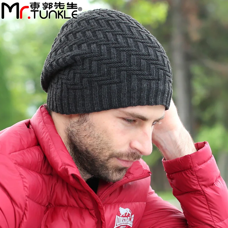 Fashion Men's Autumn Winter Acrylic Outdoor Ski Hat Knitted Beanies