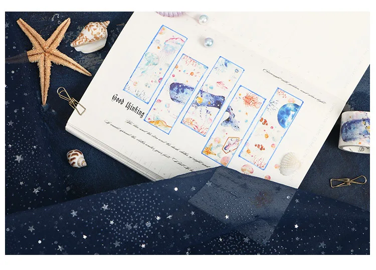 Океан звездное небо КИТ Бумага васи лента сказка животные Алиса Маскировочные ленты для дневника альбом скрапбукинг украшения канцелярские принадлежности
