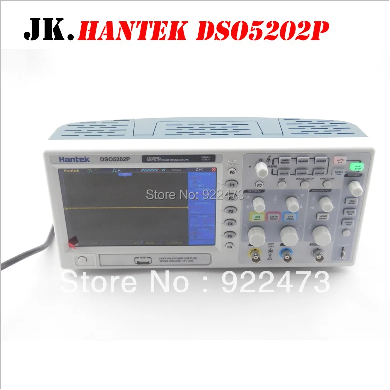 

H006 Hantek DSO5202P Digital storage oscilloscope 7'' TFT LCD Record Length 24K USB AC110-220V 200MHz 2Channels 1GSa/s