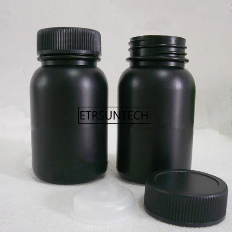 100 мл/100 г темно-черный Цвет HDPE бутылки, Пластик бутылки, бутылочку с scew cap и внутренняя крышка F1441
