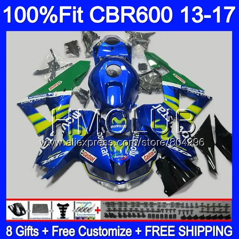 No. 1 Литые изделия для Honda CBR600RR 13, 14, 15, 16, 17, 73HM. 16 CBR 600RR F5 600 RR CBR600 RR 2013 Movistar голубой обтекатель - Цвет: No. 1