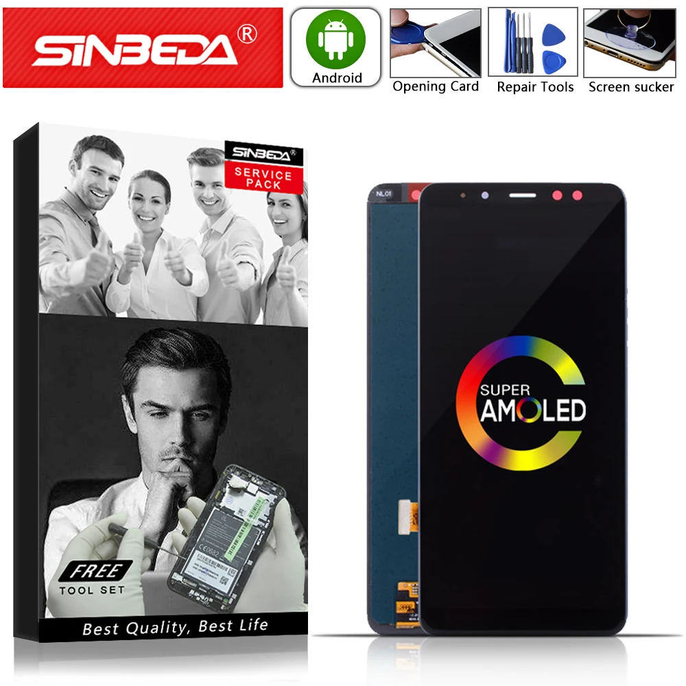 

AMOLED 6.0" Sinbeda For SAMSUNG Galaxy A8 Plus 2018 LCD Display Touch Screen For SAMSUNG A730 LCD A730F A730 Display A8 2018 LCD