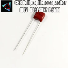 50 шт 100V 683J 68NF 0,068 мкФ шаг 5 мм CBB filme de Polipropileno конденсатор