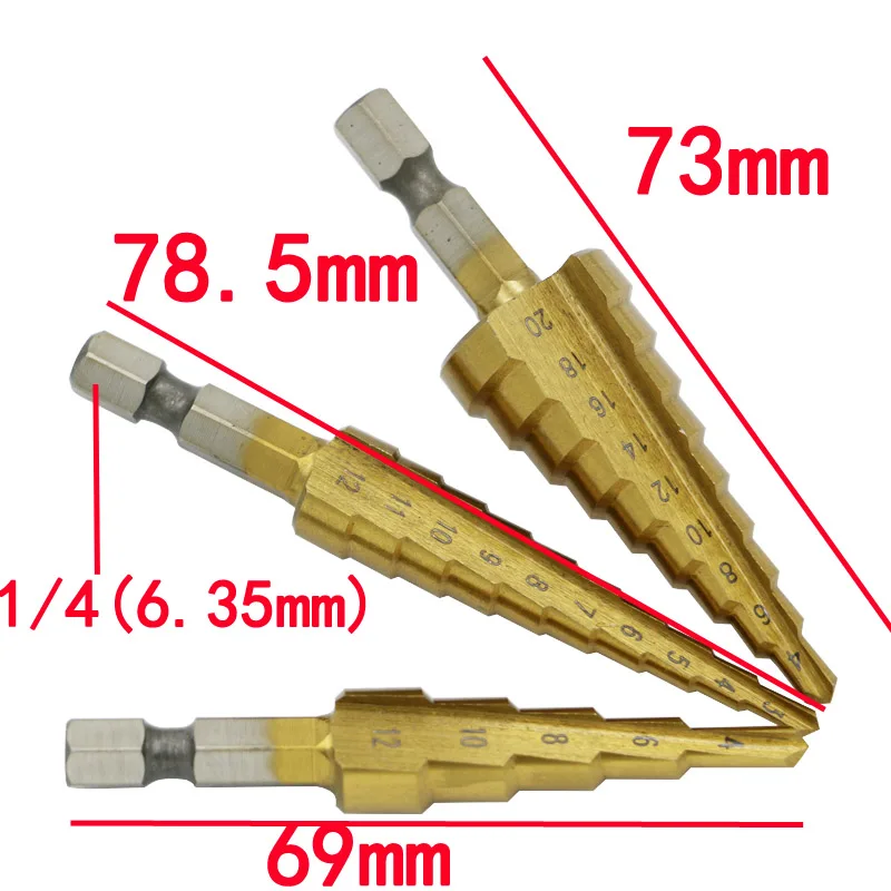 3pcs Hexagonal pagoda drill metal drill bit, multi function tool bench
