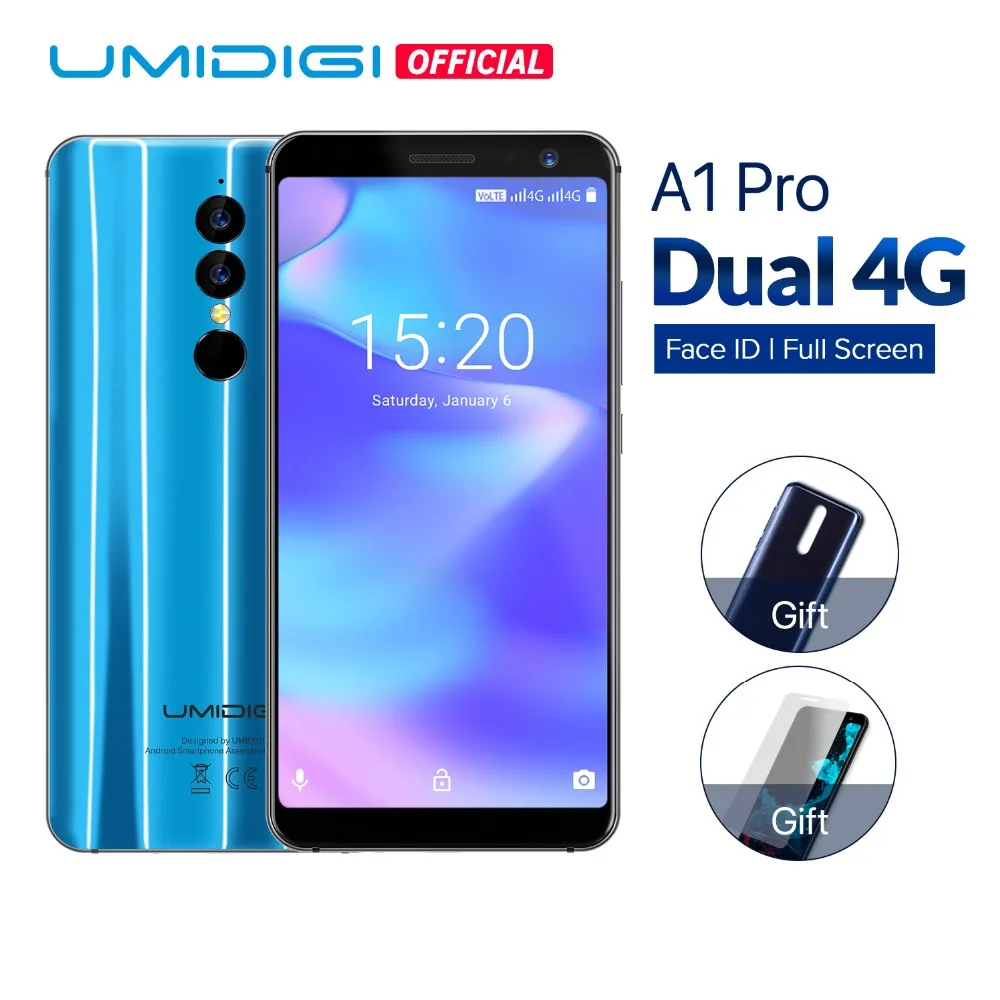 UMIDIGI A1 Pro глобальная версия Dual 4G ПУСТЬ смартфон 18:9 полный экран 3 ГБ + 16 Гб 3150 мАч
