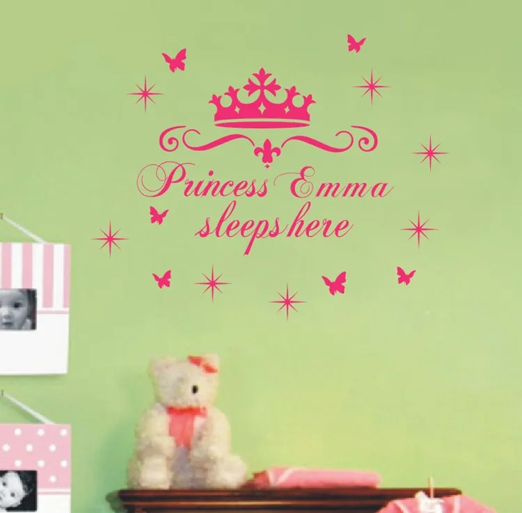 Crown Princess Emma Large Wall Sticker//Vinyl Bed Room//Nursery Art Girl//Baby