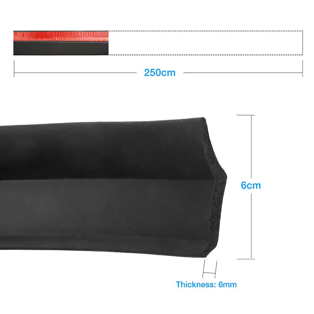 2,5 m Protector de coche parachoques delantero divisor de labios Kit de carrocería parachoques de Valance mentón de goma para coche tira 60mm de ancho 2,5 m Protector de coche parachoques delantero divisor de labios Kit de carrocería parachoques de Valance mentón de goma para coche tira 60mm de ancho