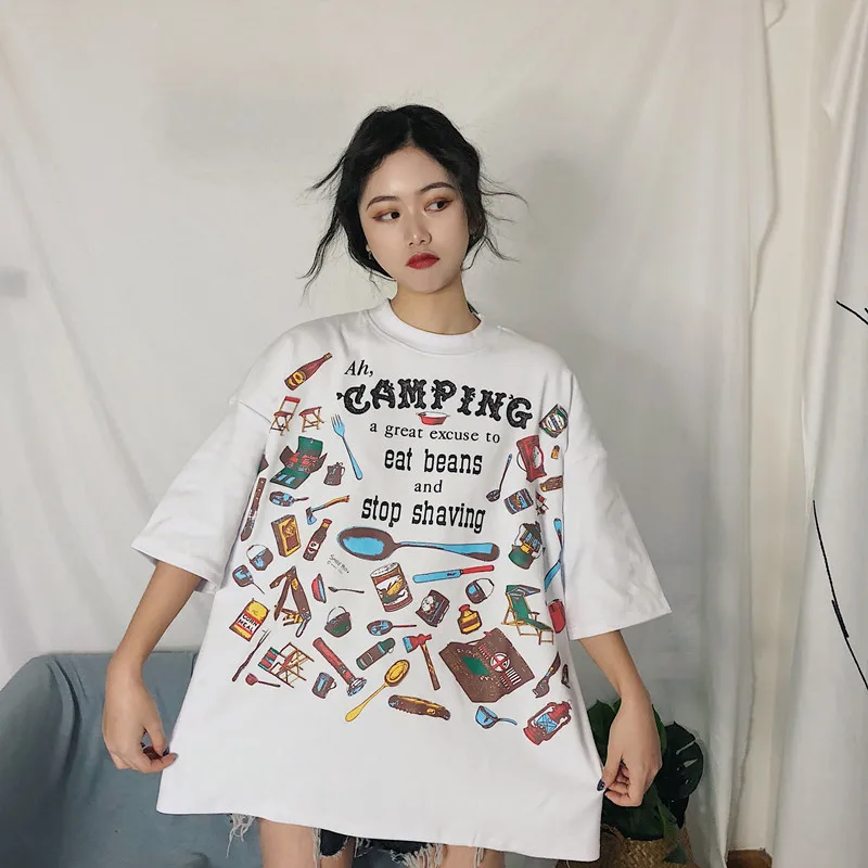 Новая Корейская версия из Ulzzang Короткие-Футболка с рукавами летние женские студентов Свободные Дикий BF Harajuku Стиль Половина рукавом