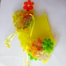 100 шт 25*35 см желтая подарочная Сумка из органзы стенд для ювелирных украшений сумки мешок шнурок для браслета/ожерелья Мини мешок пряжи