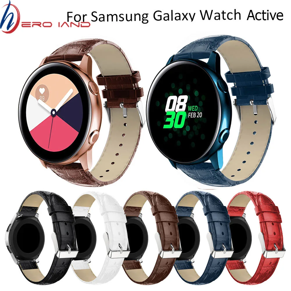 20 мм ремешок из крокодиловой кожи для Samsung Galaxy Watch Active 2 40 44 сменный Браслет 42