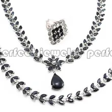 Sappphire набор натуральный сапфир, включая кольцо/ожерелье/цепочка браслет из стерлингового серебра 925 пробы 0.13ct* 220 шт, 0.35ct* 9 шт, 2.6ct* 1 шт