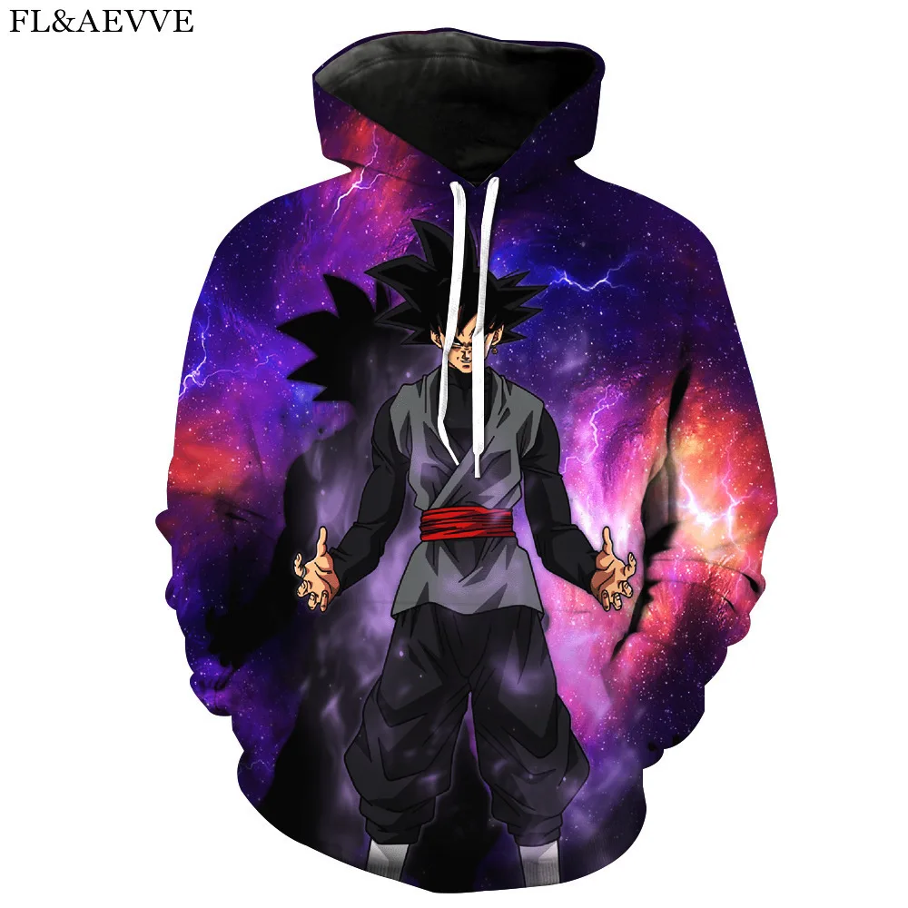 

FL&AEVVE Men/Women Hoodies Loose Style Print Japanese Anime Dragon Ball Goku 3d Sweatshirts Plus Size 6XL
