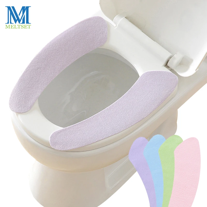 1 Pairs Washroom Warm Sticky Toilet Seat Mat Cover Lavatory Reuseable