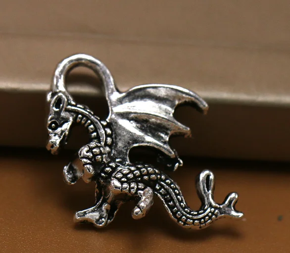 130 шт. Exquisit Летающий талисман дракон 20*15 мм ноутбук брелоки для сумки старинное серебро подарок craft Jewelry серьги браслет ожерелье