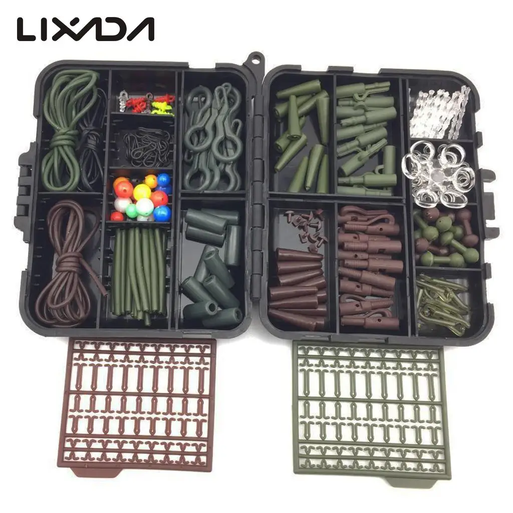 

Lixada 189Pcs/set Fishing Accessories Hook Rig Tube Fishing Bait Screw Safety Clip Tail Rubber Fishing Tackle Box