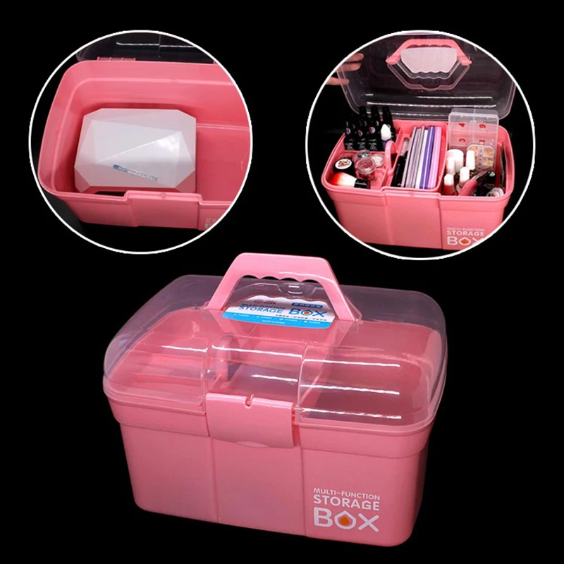 

Nail Storage Box Plastic Scissors Makeup Storage Boxes Nail Polish Pen Brushes Desktop Container Manicure Tool