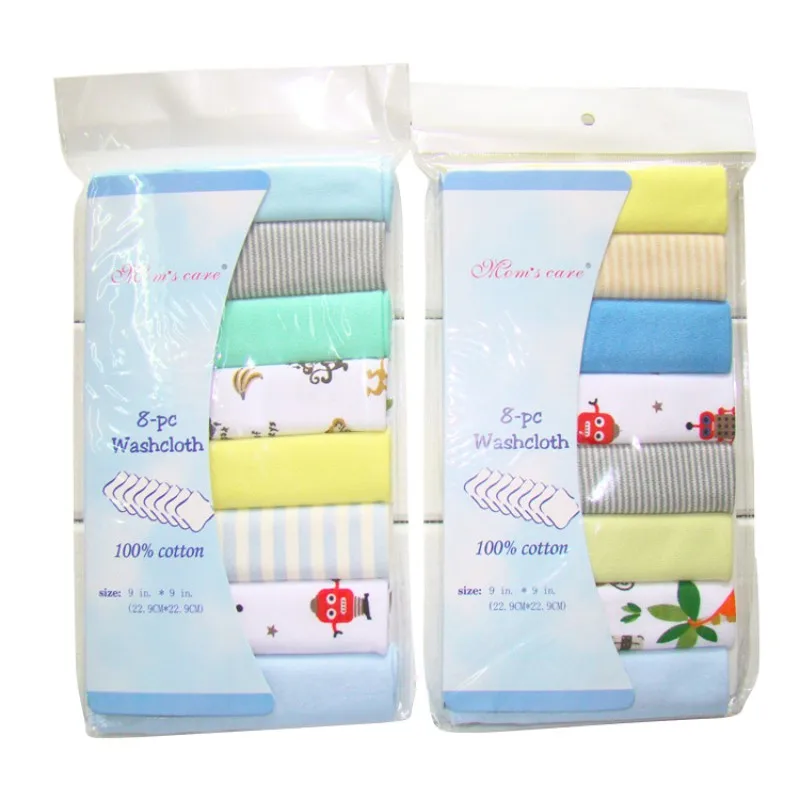 

8Pcs/Set Baby Bibs Cute Cartoon Print Toddler Baby Waterproof Saliva Towel Cotton Infant Burp Cloths Feeding D