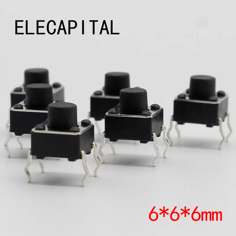 50 шт./лот 6x6x6 мм 4PIN G91 Тактильные Такт кнопочный микро переключатель прямой