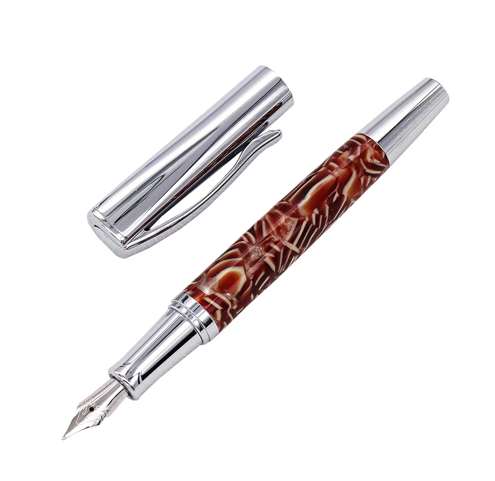 

Baoer Celluloid Fountain Pen , Beautiful Terraced Fields Pattern Medium Nib Writing Pen Business Office Home School Supplies