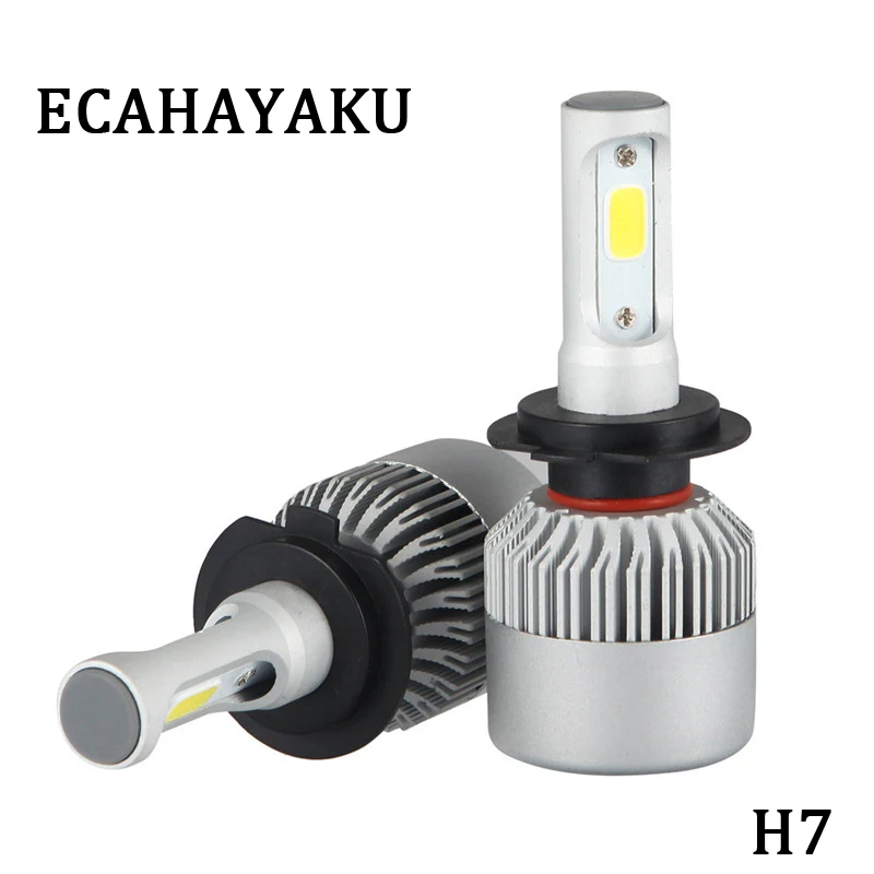 

ECAHAYAKU 2 Pcs S2 Led Car Headlight H7 H4 36w 7600lm Hi/Low Light Bulb H1 H3 H11 9006/HB4 6500K COB headlamp bulbs Fog Light