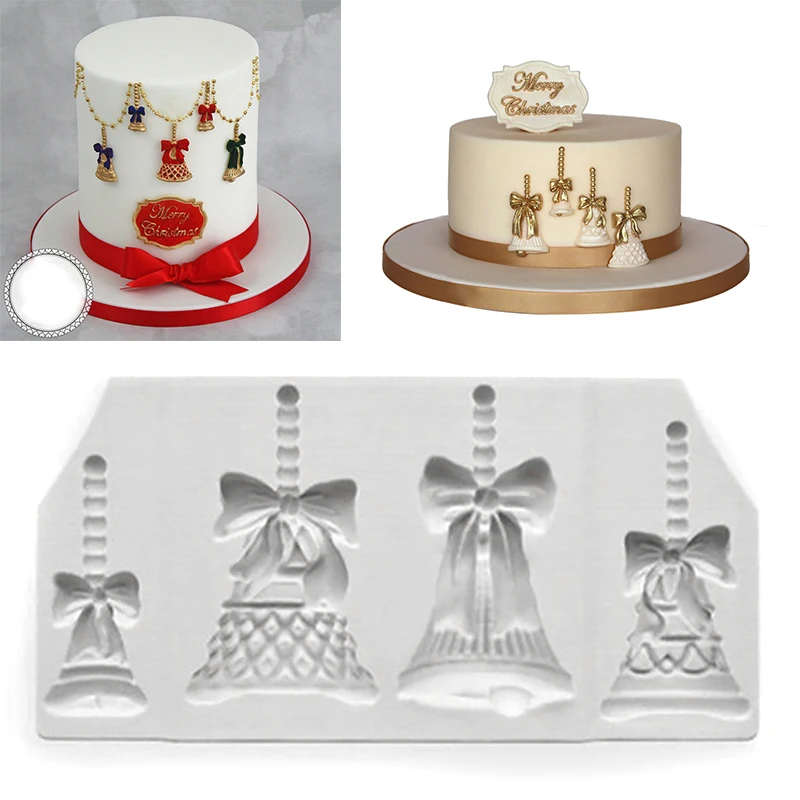 JX-LCLYL New Silicone Christmas Bell Cake Ornament Sugarcraft Cake Mould Art Decor DIY