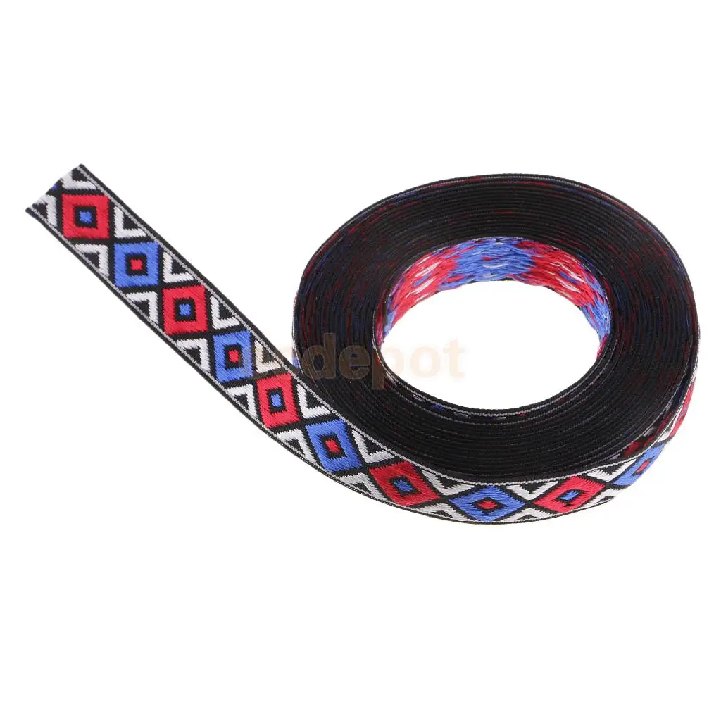 3 Yards 13mm Ethnic Embroidery Lace Ribbon Boho Lace Trim Embroidered Fabric National Jacquard Ribbon DIY Clothes Bag Accessory