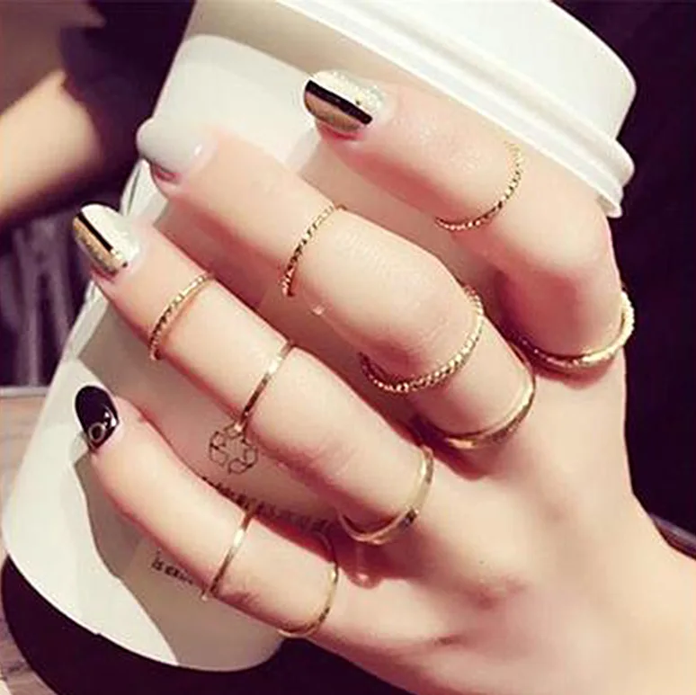 

10 Pcs/Set Trendy Chic Korea Personality Retro Alloy Toe Ring Gold Color Joint Ring Foot Ornaments Bijoux Bagues Femme Anillo