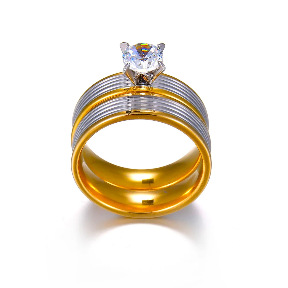 MeMolissa Wedding Ring for Women / Men Gold Color Love Engagement Couple Stainless Steel US size