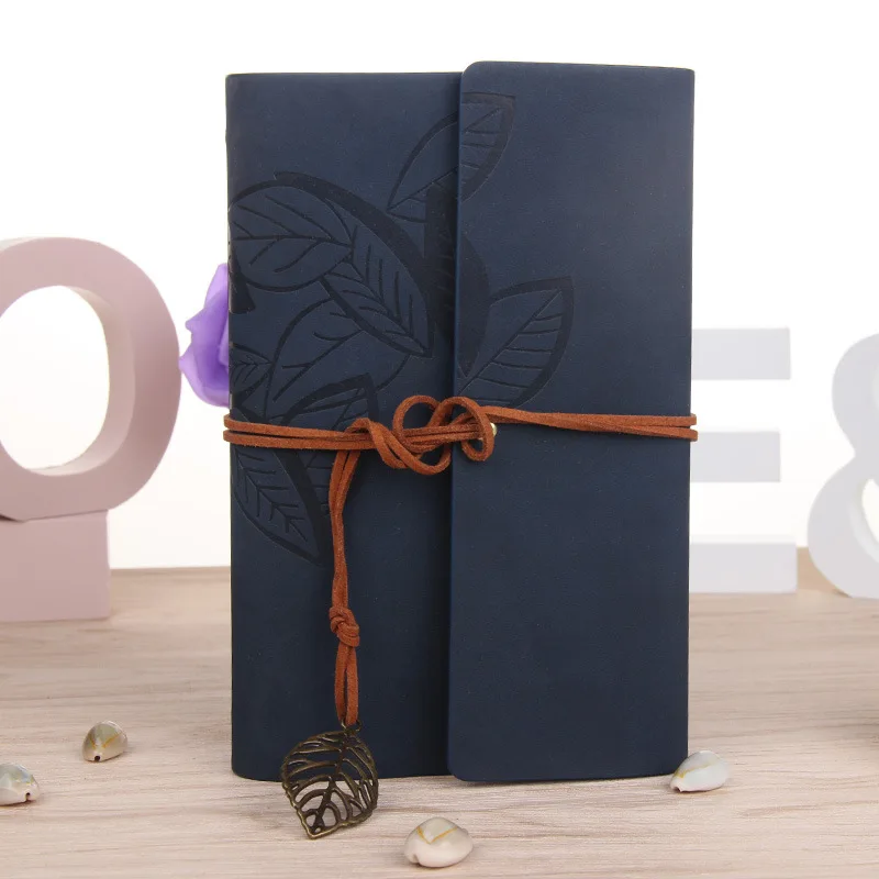 Leather Blank Spiral Notebook Diary Notepad Vintage PU Leather Note Book Creative Leather Cover Ring Binder Kraft Paper Notepad