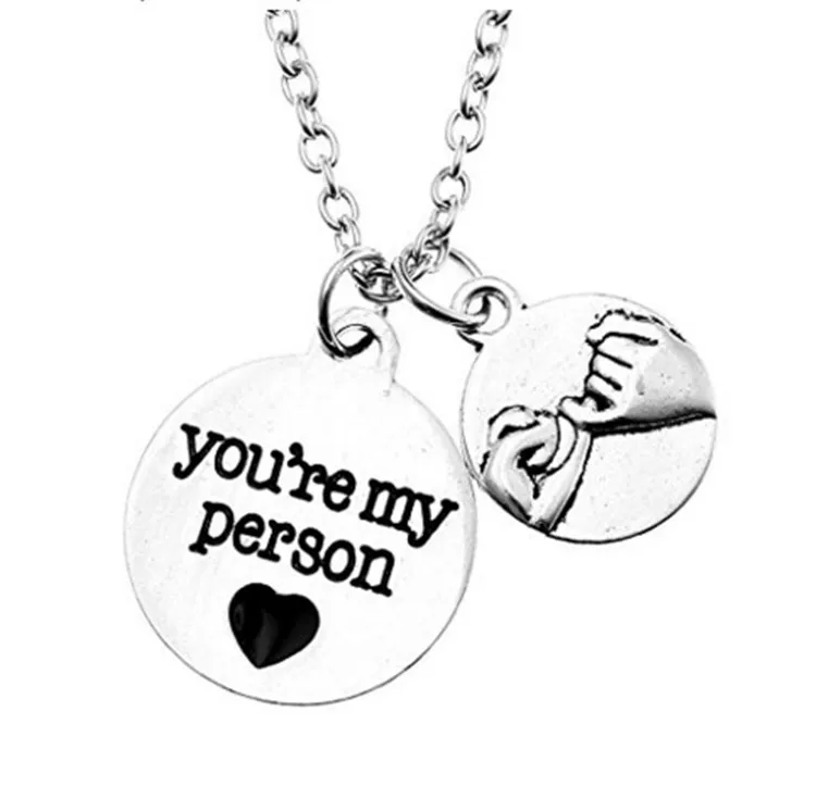 You Are My Person Pinky Swear Pendant Necklace Letter