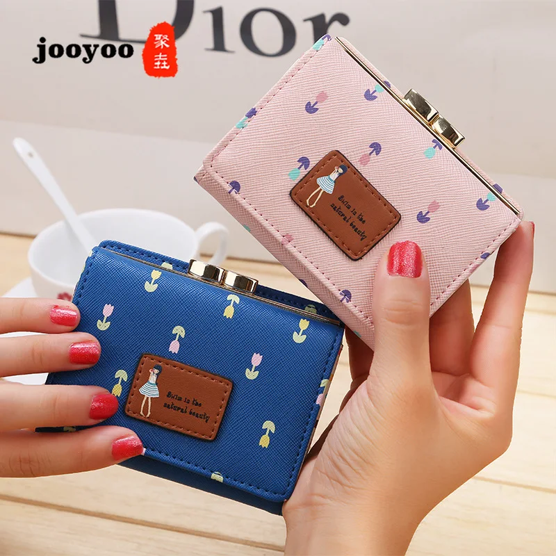 

New-style Wallet High-grade PU Leather Three-fold Short Cute Little Change Bag Jooyoo