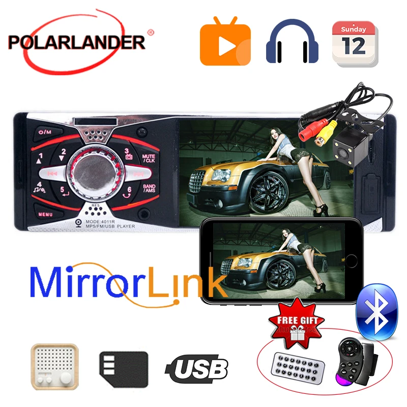 Стерео камера USB SD AUX MP3/MP5/FM 4 1 &quotTFT 12V заднего вида 1Din автомобильное радио головное