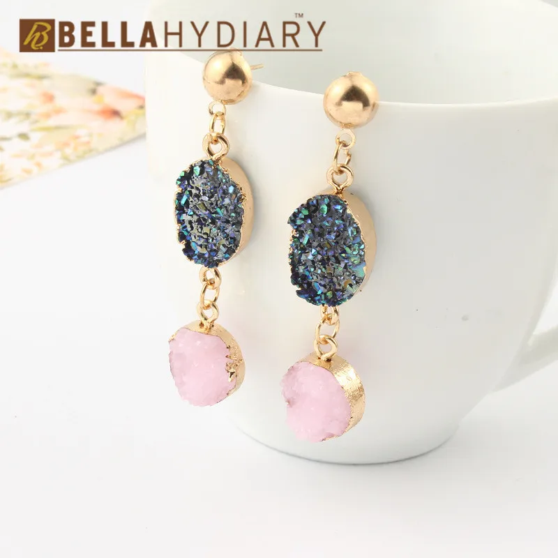 Druzy earrings resin earrings jewelry Ohrringe bijoux earings earring earing pendientes brinco big earrings vintage jewelry wedding earrings geometric earrings long earrings gifts for women korean earrin (4)