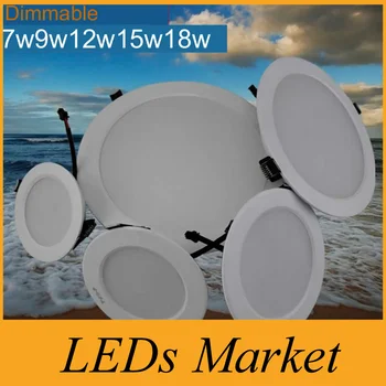 

7w 9w 12w 15w 18w White Shell Dimmable SMD5730 LED Downlight Ultra Slim ceiling light CRI 85 Warm/Cool White 160 Angle CE UL