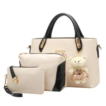 Bolso de cuero de las mujeres mensajero de las mujeres bolsos de las señoras diseños de marca bolso bolsas Bolso + Bolso Del Mensajero + Bolso 3 Sets