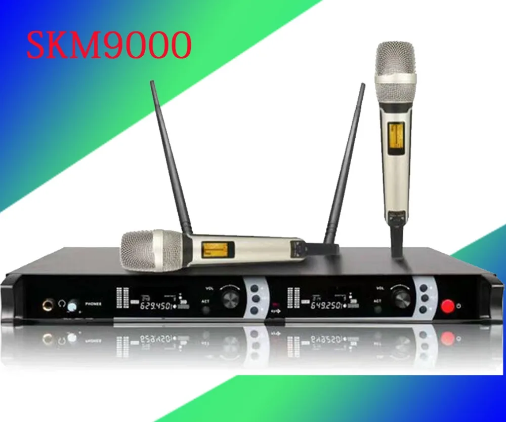 

Top Quality SKM9000 for Stage !! Golden Handheld Mic Professional SKM 9000 Wireless Microphone System 2 Performances