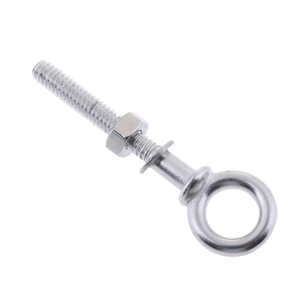304 Stainless Steel Long Lifting Eye Bolt with Nut and Washer Marine Hardware M4 x 40mm Dropshipping