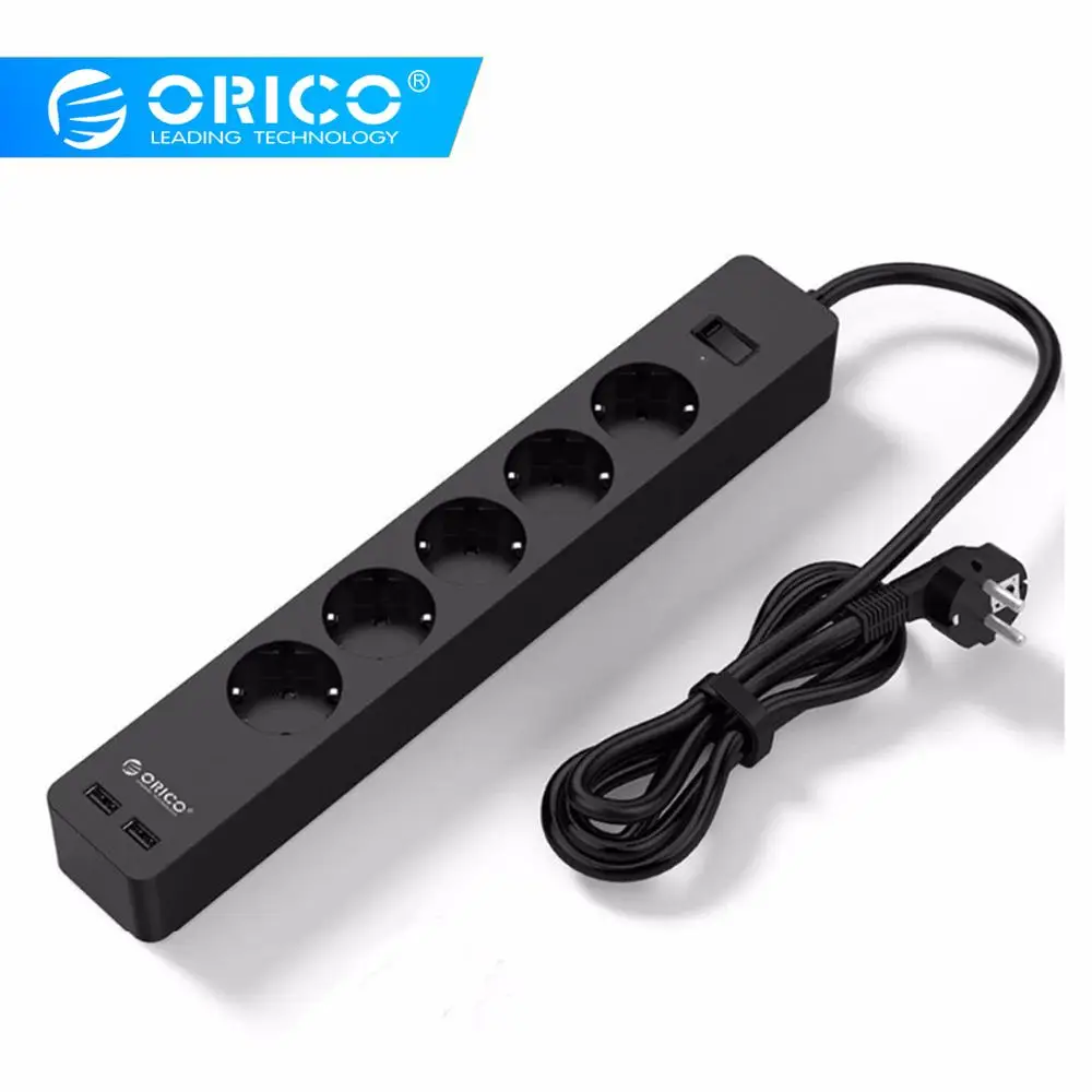 

ORICO 3/5 AC+2 USB Power Strip with USB Electronic Socket Home Office Surge Protector EU Plug hargers Extension Smart Socket